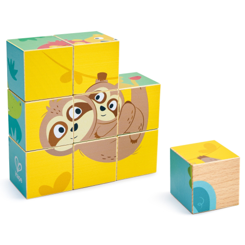 Puzzle din lemn cuburi - Animale salbatice 3 x 3 varsta 2 ani+ [2]