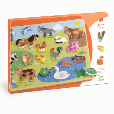 Jucării și Jocuri pentru copii - Puzzle din lemn Ferma, Djeco Baiat, Fata, varsta 1 - 3 ani, 3 - 6 ani
