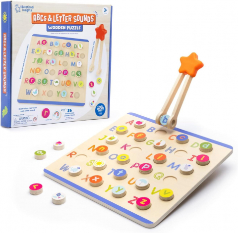 Jucării și Jocuri pentru copii - Puzzle din lemn - Litere & sunete in lb. engleza