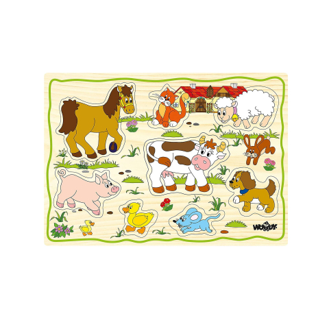 Puzzle din lemn pentru copii cu animale de la ferma, copii varsta 2 ani+ [2]