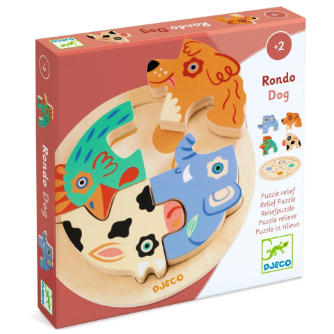 Jucării și Jocuri pentru copii - Puzzle din lemn Rondo Dog, Djeco Baiat, Fata, varsta 1 - 3 ani, 3 - 6 ani