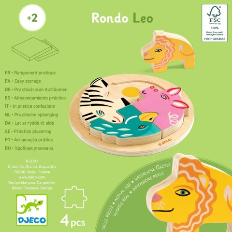 Puzzle din lemn Rondo Leo, Djeco Baiat, Fata, varsta 1 - 3 ani, 3 - 6 ani [4]
