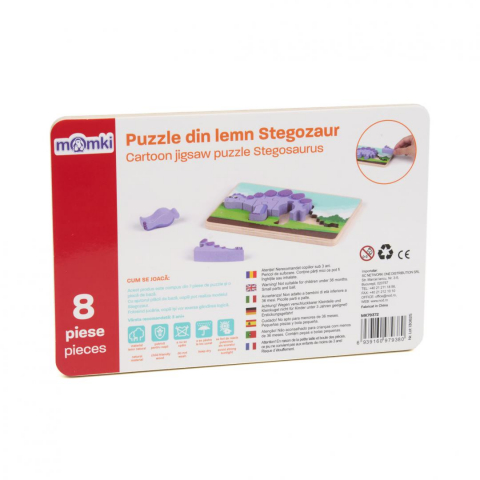 Jucării și Jocuri pentru copii - Puzzle din lemn stegozaur, 8 piese