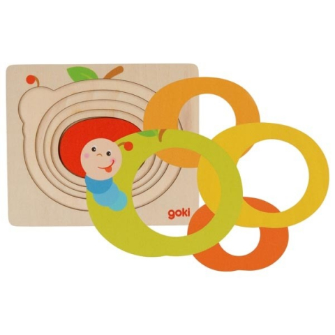 Jucării și Jocuri pentru copii - Puzzle din lemn stratificat Omida si Marul