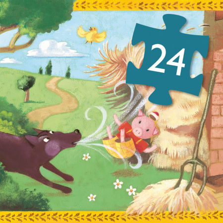 Cei 3 Purcelusi, Puzzle 24 piese mari in cutie decorativa, Djeco [1]