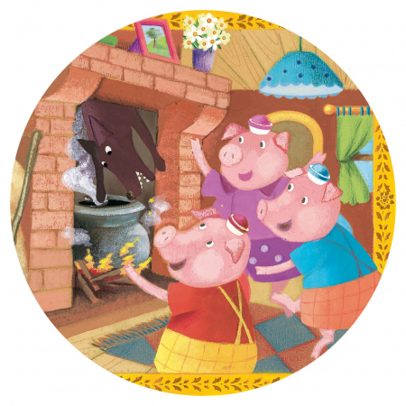 Cei 3 Purcelusi, Puzzle 24 piese mari in cutie decorativa, Djeco [3]
