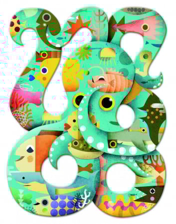 Puzzle Octopus, 350 piese, fara colturi si fara margini drepte, Djeco Puzz'Art, varsta 3 - 6, 6 - 9 ani, Baiat, Fata [1]