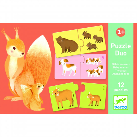 Puzzle duo asociere mama-pui, Djeco, varsta 1 - 3 ani, Baiat, Fata [3]