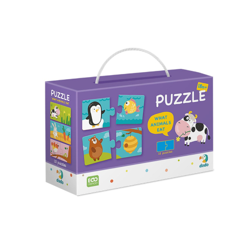 Jucării și Jocuri pentru copii - Puzzle Duo – Ce mananca animalele?, copii varsta 3-5 ani