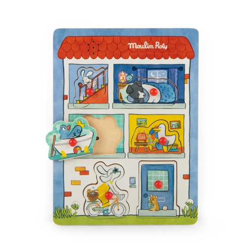 Jucării și Jocuri pentru copii - Puzzle educativ din lemn cu sunete, Moulin Roty Baiat, Fata, varsta 1 - 3 ani