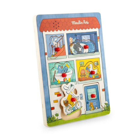 Puzzle educativ din lemn cu sunete, Moulin Roty Baiat, Fata, varsta 1 - 3 ani [1]