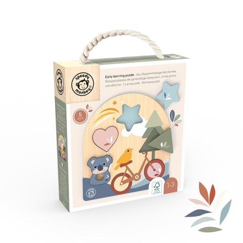 Puzzle educativ din lemn, Speedy Monkey pentru Baiat, Fata varsta 1 - 3, 3 - 6 [1]