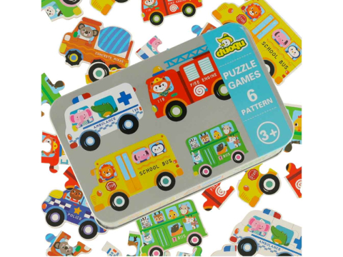 Jucării și Jocuri pentru copii - Puzzle Educativ pentru Copii cu Vehicule, 30 Piese si Cutie Practica