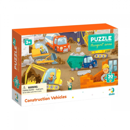 Jucării și Jocuri pentru copii - Puzzle educativ, Vehicule de constructie, 30 piese, 3-6 ani