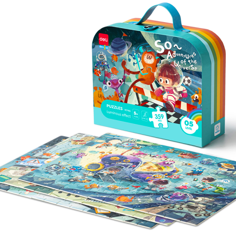 Jucării și Jocuri pentru copii - Puzzle geanta cadou 359 piese efect luminos univers 5+ deli
