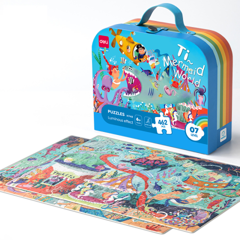 Jucării și Jocuri pentru copii - Puzzle geanta cadou 462 piese efect luminos lumea marina 6+ deli