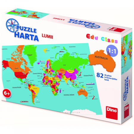 Puzzle pentru copii cu harta lumii, invata geografia si continentele. [0]