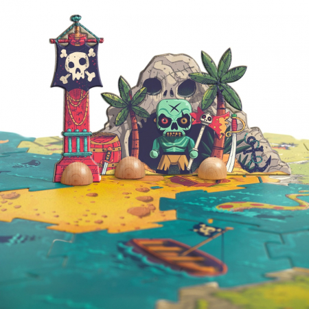 Puzzle gigant Batalia, cu 4 figurine, pirati si cavaleri, Djeco, varsta 3 - 6 ani, Baiat, Fata [1]