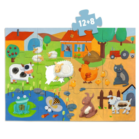 Puzzle gigant tactil Ferma, Djeco Baiat, Fata, varsta 3 - 6 ani [3]