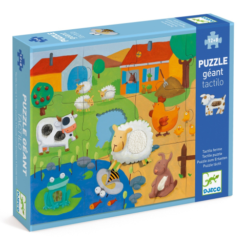 Jucării și Jocuri pentru copii - Puzzle gigant tactil Ferma, Djeco Baiat, Fata, varsta 3 - 6 ani