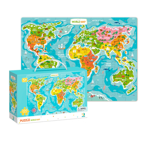 Puzzle Harta Lumii, 100 piese, copii varsta 5+ ani [1]