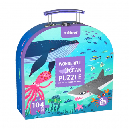 Jucării și Jocuri pentru copii - Puzzle pentru Podea, Valiza cu Animale Marine - Jucarii MiDeer
