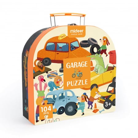 Puzzle 100 - 299 piese - Puzzle pentru Podea in Valiza cu Masini - Jucarii MiDeer