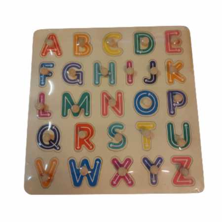 Puzzle Alfabet din lemn cu buton de prindere ⭐ Litere [1]