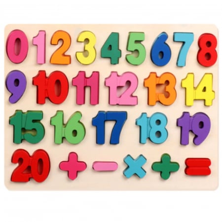 Puzzle incastru din lemn cu cifre, numere si operatii matematice. [0]