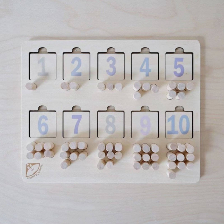 Jucarii Montessori din Lemn ⭐ Puzzle cu Cifre si Pioni [5]