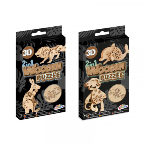 Jucării și Jocuri pentru copii - Puzzle lemn 2in1 3D -10cm  Grafix