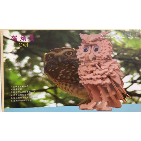 Jucării și Jocuri pentru copii - Puzzle lemn 3D - Bufnita, 2 foi, Colorarte, PJ-S 105