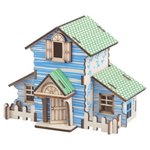 Jucării și Jocuri pentru copii - Puzzle lemn 3D - Casa din padure, 210x170mm, 2 foi, CNX, A-113
