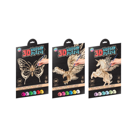 Art & Craft si Artizanat - Puzzle lemn 3D +guase+pensula  Grafix A4 
