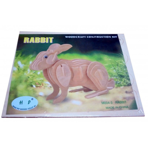 Jucării și Jocuri pentru copii - Puzzle lemn 3D - Iepure, 2 foi, Colorarte, M004A-2/HS1041-2