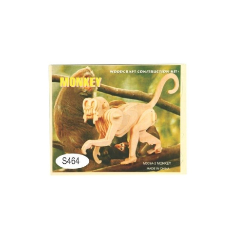 Jucării și Jocuri pentru copii - Puzzle lemn 3D - Maimuta capucin, 2 foi, Colorarte, M009A-2/HS1029-2