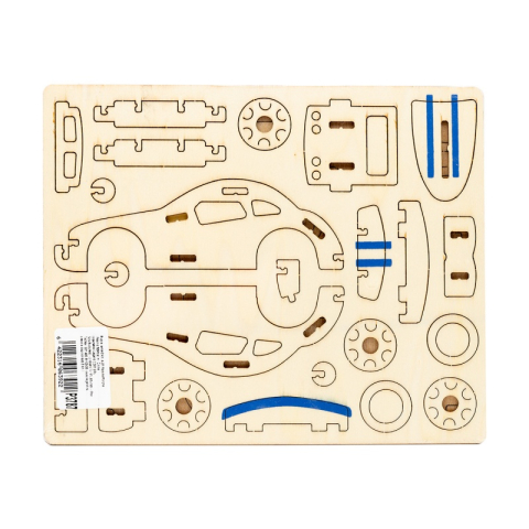 Puzzle lemn 3D - Masina Porsche, 2 foi, 43 piese, Colorarte, A-51 [1]