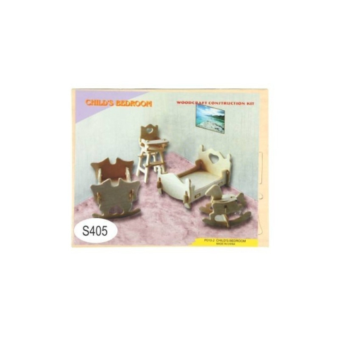 Jucării și Jocuri pentru copii - Puzzle lemn 3D - Mobilier camera copil, 2 foi, Colorarte, P010-2