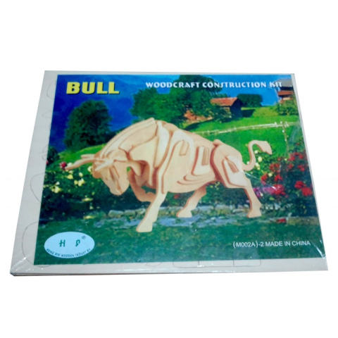 Jucării și Jocuri pentru copii - Puzzle lemn 3D - Taur, 2 foi, Colorarte, M002A-2