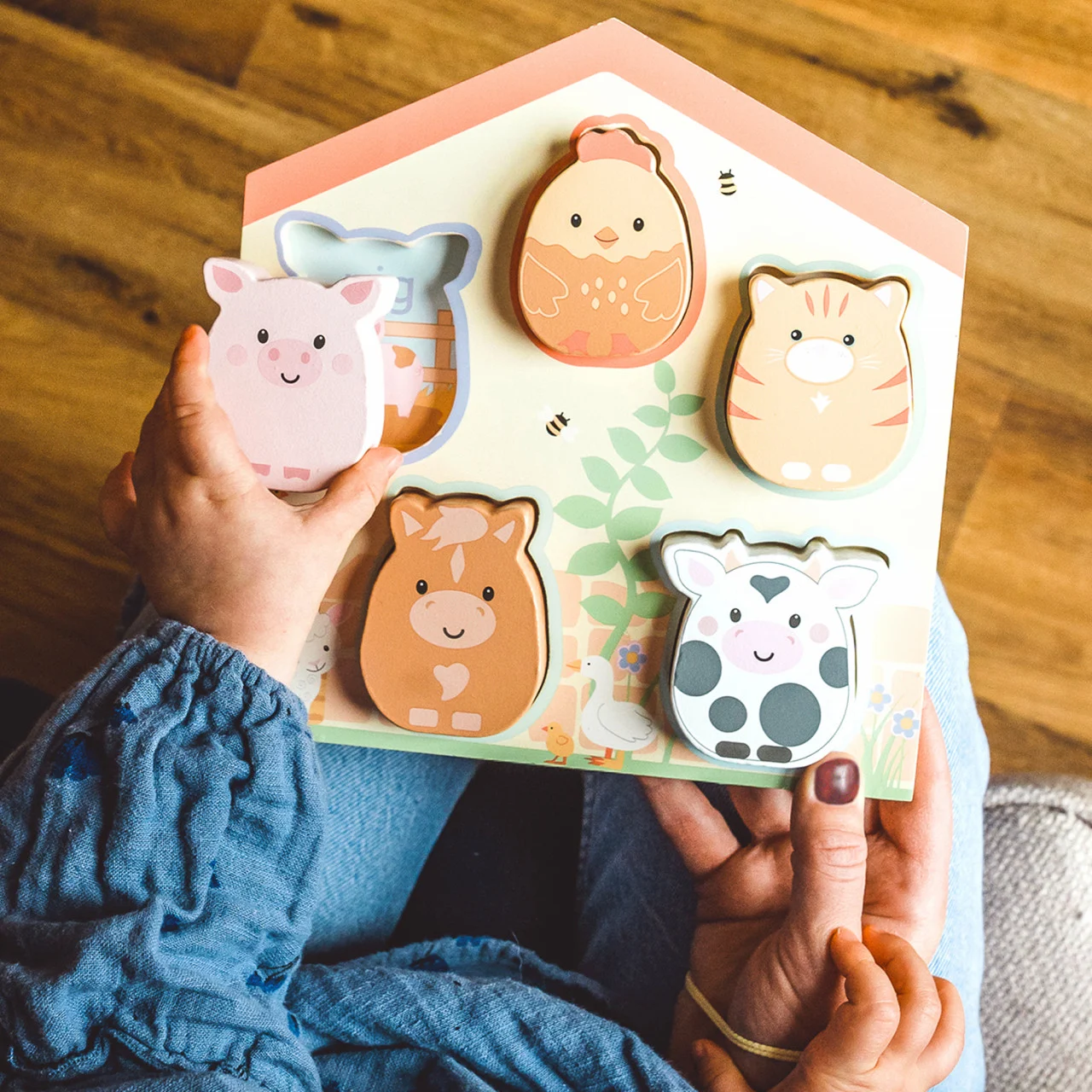 Puzzle Lemn Incastru, Animale de ferma, Orange Tree Toys, varsta 0 - 1, 1 - 3 ani, Baiat, Fata [1]