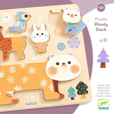 Puzzle lemn animale simpatice, Djeco Baiat, Fata, varsta 1 - 3 ani, 3 - 6 ani [4]