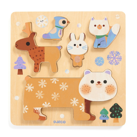 Puzzle lemn animale simpatice, Djeco Baiat, Fata, varsta 1 - 3 ani, 3 - 6 ani [2]