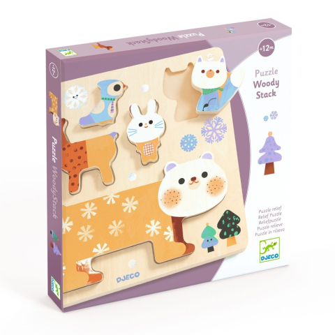 Jucării și Jocuri pentru copii - Puzzle lemn animale simpatice, Djeco Baiat, Fata, varsta 1 - 3 ani, 3 - 6 ani