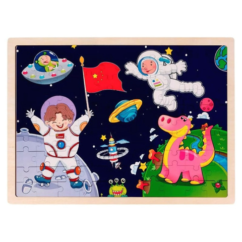 Jucării și Jocuri pentru copii - Puzzle lemn - Astronauti, 100 piese, CNX