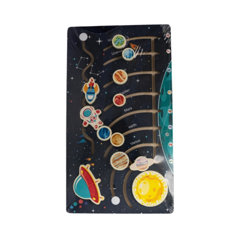 Jucării și Jocuri pentru copii - Puzzle lemn decupat - sistem solar + nave spatiale + astronaut, 400x2200mm, CNX, 8018