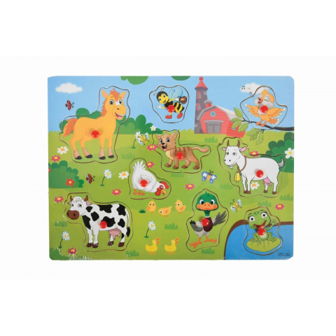 Jucării și Jocuri pentru copii - Puzzle lemn educativ - Animale de la ferma, 9 piese, 3+ ani, Colorarte, XX008/DX542/ ZRP 201