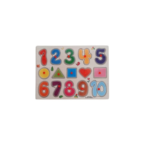 Jucării și Jocuri pentru copii - Puzzle lemn educativ - Cifre si forme, 15 piese, 3+ ani, Colorarte, DX 538
