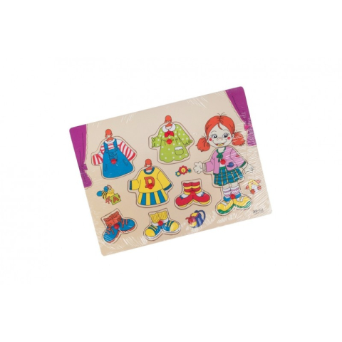 Jucării și Jocuri pentru copii - Puzzle lemn educativ - Imbraca fetita, 8 piese, 3+ ani, Colorarte, ZKB021