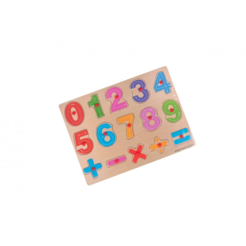 Jucării și Jocuri pentru copii - Puzzle lemn educativ - Invata Cifre 0-9 si semne matematice, 15 piese, 3+ ani, Colorarte, 2KB037/MWZ-721, DX570