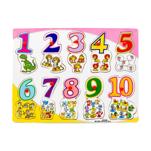 Jucării și Jocuri pentru copii - Puzzle lemn educativ - Invata cifre si animale, 3+ ani, Colorarte, DX585